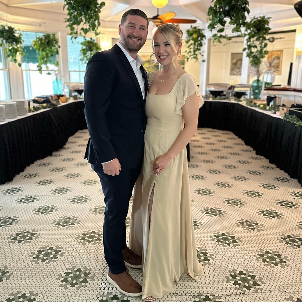 Azazie bridesmaid bondi champagne dress